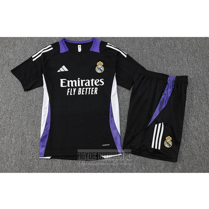Chandal del Real Madrid Dragon Manga Corta 2024-2025 Negro y Purpura - Pantalon Corto